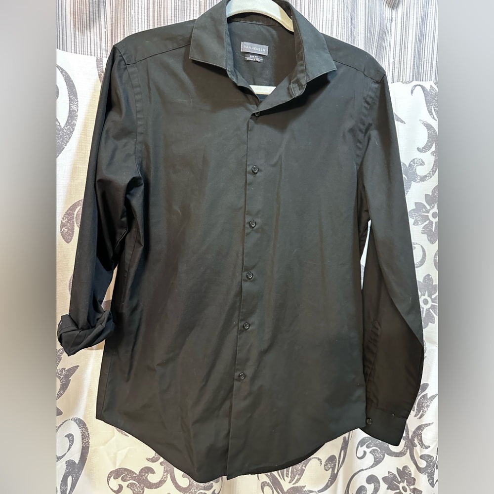 EUC Van Heusen Black Dress Shirt Classic‎ Style Size 15